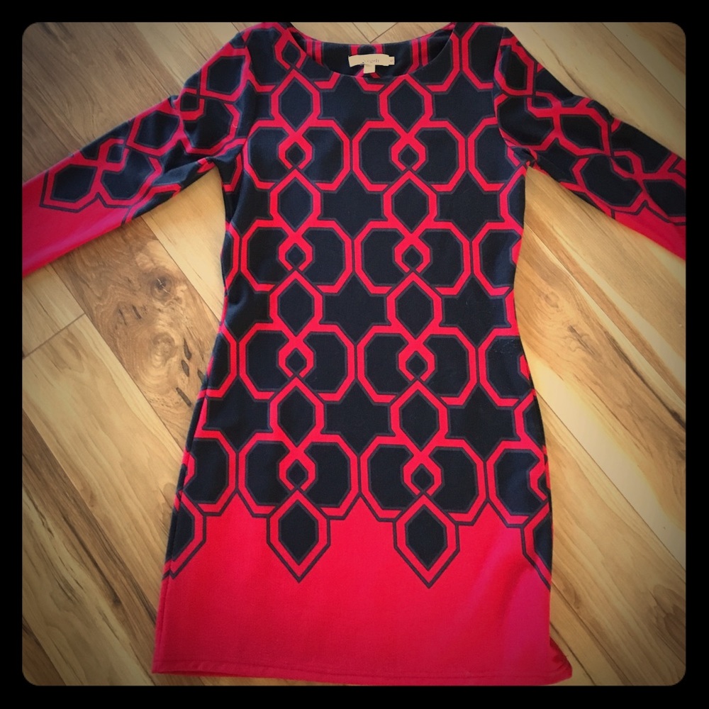 Red and black dress! Great for the office or party